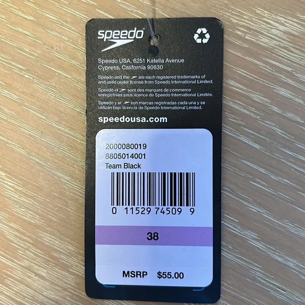 Speedo Men's Swimsuit Jammer Endurance+ Solid Black, Size 38, NWT